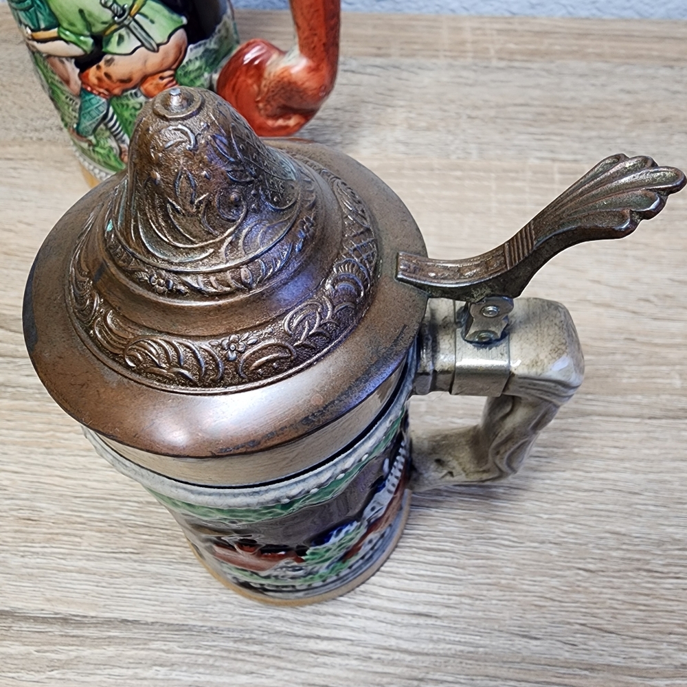 VINTAGE 3 Pc German Steins and Plate Lot - Picture 7 of 16